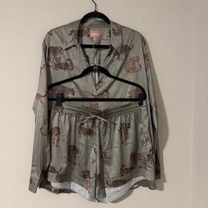 Show Me Your MuMu Satin Leopard Pajama Short Set